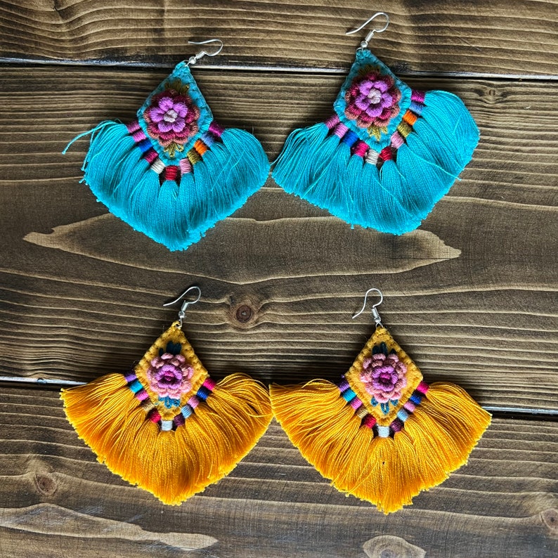 Embroidered Earrings Etsy UK