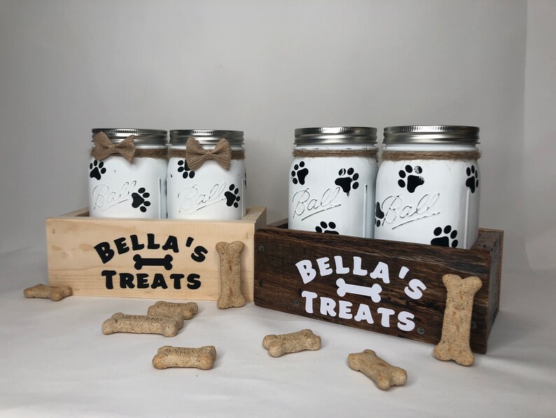 Personalized Dog Treat Jars Puppy Treat Holder Dog Lover Etsy