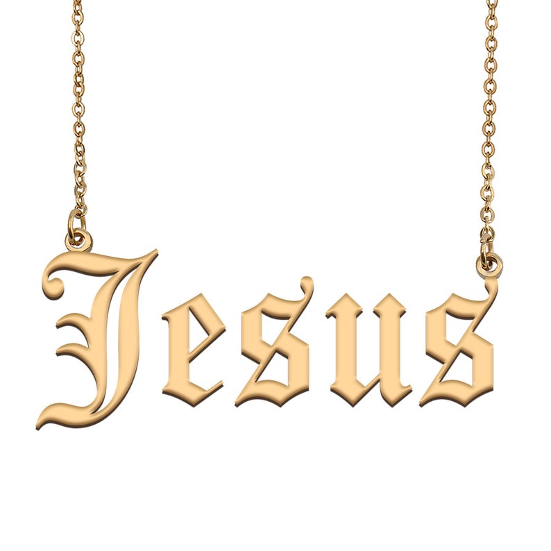 Jesus Old English Name Necklace Name Necklace Gold Name Etsy