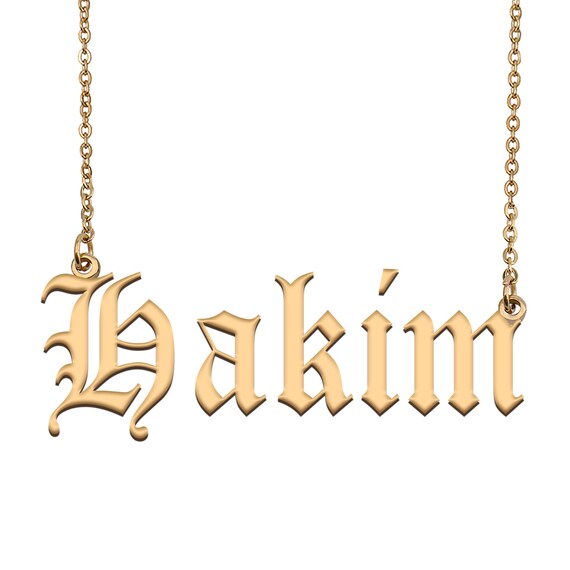 Hakim Old English Name Necklace Name Necklace Gold Name Etsy