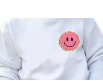 Personalized Kids Chenille Smiley Face Pullover