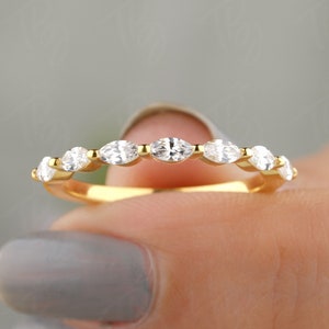 Marquise Eternity Band Marquise cut engagement Ring Moissanite Wedding Band Moissanite Stackable Matching ring band Anniversary Gift for her