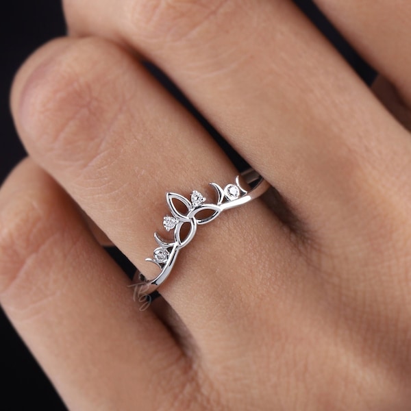 Unieke moissanite maan trouwring Keltische knoop ring Noorse Viking ring Sieraden Geelgouden zilveren ring voor vrouwen bruidsring verjaardagscadeau