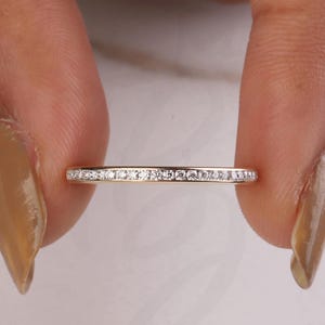 Half Eternity 1.70MM Wide Round cut Colorless Moissanite Band, Channel Set Band Moissanite Wedding Band, Stacking Band Ring, Bridal Ring Set