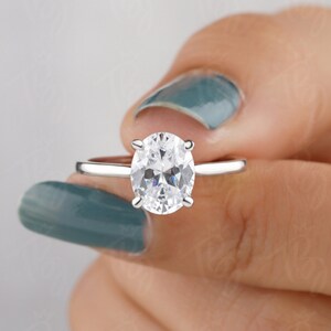Cathedral Set Oval Moissanite Engagement Ring 2Ct Oval Solitaire Ring Delicate Oval Cut wedding Ring Women Proposal Ring Gift For Valentine