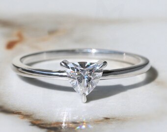 5mm Trillion/Trilliant Cut Moissanite Solitaire ring in 10K/14K/18K White Gold Comfort Fit  Wedding Anniversary Ring Yellow Gold Bridal Ring