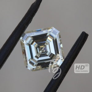 1ct Asscher Cut Mossanite Diamond, Off White Square Asscher Loose Moissanite for Weeding Ring Customize your Best Valentine Gift
