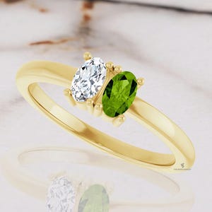 Anello ovale con pietra portafortuna, anello con pietra portafortuna personalizzato, anello in oro 14 carati, anello personalizzato, anello impilabile, anello per la mamma, regalo per damigella d&#39;onore, regali per la mamma