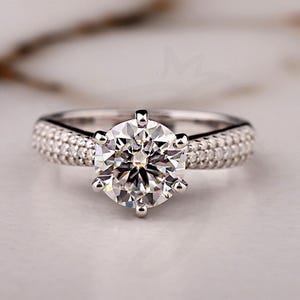 1.60 Carat Round Cut Solitaire Ring in White Gold, Classic Engagement Ring, Gold Promise Ring, Wedding Ring, 6-Prong Round Engagement Ring