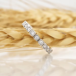 Unique wedding Band, Bezel set Full Eternity Band, Stacking Band, Engagement Band, Moissanite Wedding Band, Bridal Band, Promise band