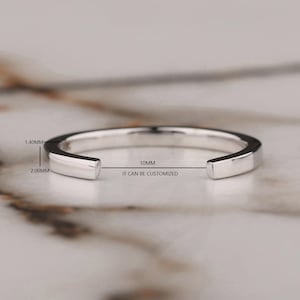 Customized Plain Gold Open Wedding Band, Essential Gold Ring Matching Band White Gold Gap Wedding Band 14k Gold Cuff Bands Anniversary Gifts