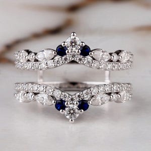 Vintage Moissanite Double Curved Wedding Band Rose Gold Moissanite Ring Enhancer Stacking Matching Promise Custom Wedding Rings For Women