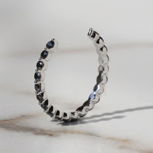 Offener Ehering Schwarz Moissanit Offener Ehering Bubble Prong Set Ring Diamant Angepasst Band Einzigartige 14k Goldring Zierliche Band Geschenke