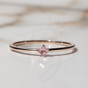 Pink Tourmaline Solitaire Engagement Ring , 14k Solid Gold Solitaire Anniversary Ring , Silver Promise Ring for Women Anniversary Ring Her