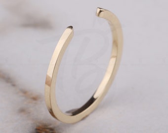1.50mm Flat Spacer Band Customized 14K Plain Gold Open Wedding Band, Essential Gold Ring Yellow White Rose Gold Wedding Matching Band Cuff