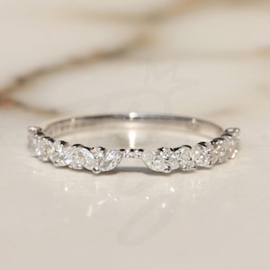 Multi Stone Ring, Moissanite Wedding Band, Marquise Ring, Women&#39;s Gold Ring, Stacking Ring, Sterling Silver Ring, Promise Ring, Diamond Ring