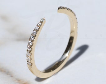 Open Pave Wedding matching stacking Band For Women Spacer Matching Moissanite Band Open Gap Spacer Ring Anniversary Gifts Cuff Women&#39;s Band