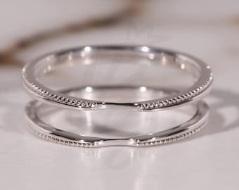 Vintage effen massief gouden Enhancer Guard-stapelband, dubbele stapelring, wikkelband trouwring vrouwen, vintage jubileumring jasband