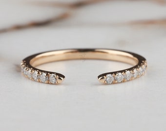 Open Wedding Band, Wedding Bands Women, Moissanite Wedding Band, Space Wedding Band Matching Band Open Spacer Ring, Open Yellow Gold Ring