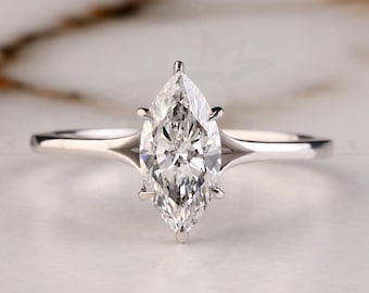 2CT Marquise Cut Diamond Engagement Ring, Marquise Cut Lab Grown Diamond Ring, Marquise Solitaire, IGI CERTIFIED, Solitaire Engagement Ring