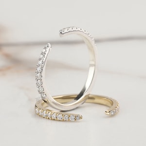 Open Wedding Band, Wedding Bands Women, Moissanite Wedding Band, Space Wedding Band Matching Band Open Spacer Ring, Open Rose Gold Ring