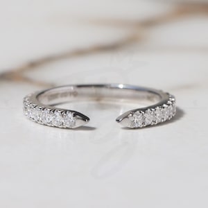 Open French Pave Wedding matching stacking Band Women Spacer Matching Moissanite Band Open Gap Spacer Ring Anniversary Gift Cuff Womens Band