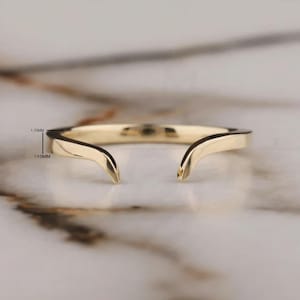 Customized Plain Gold Open Wedding Band Essential Gold Ring Matching Band Yellow Gold Wedding Band, 14k Gold Cuff Band Ring Anniversary Gift