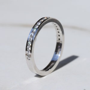 3mm Wide Channel Set Moissanite Band Half Eternity Moissanite Wedding Band Women&#39;s Stacking Band Channel set diamond anniversary Gifts Ring