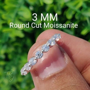 3MM Full Eternity Bubble band Moissanite Wedding Ring 14K Gold Ring Stacking Ring Minimalist Ring Matching Band Bubble Prong Wedding Band