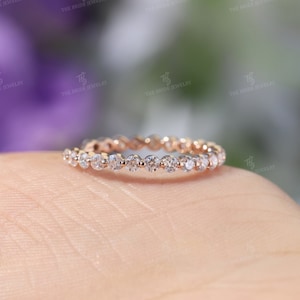 Bubble Ring, Moissanite Wedding Ring Rose Gold Ring Stacking Ring Minimalist Ring Matching Band Anniversary Band Notch Band Mothers Day Gift image 2