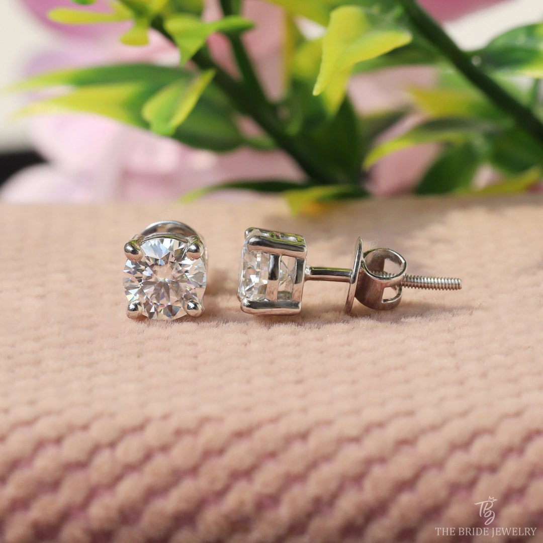 1.70CT Moissanite Stud Earrings 6mm Stud Earrings Gold Etsy
