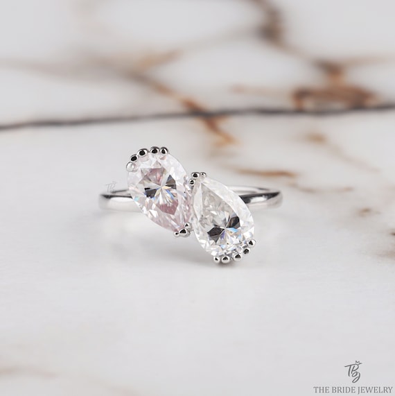 Anillo Toi Et Moi de dos piedras, anillo de compromiso con corte