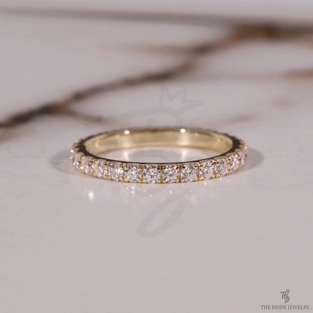 14k Gold Diamond Eternity Band Stackable Wedding Ring, FULL Eternity ...