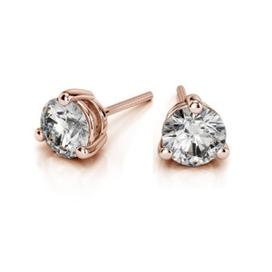 CUSTOMIZED EARRINGS: 3.5mm each Mount Earrings for round shape stone made in 18K Solid Pink Gold in 3 prong basket setting