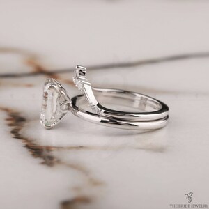 Moissanite Ring,
Engagement Rings,
Emerald Cut,
Engagement Ring,
18K White gold