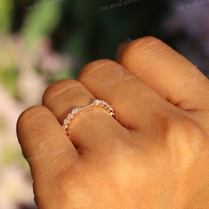 Bubble Ring, Moissanite Wedding Ring Rose Gold Ring Stacking Ring Minimalist Ring Matching Band Anniversary Band Notch Band Mothers Day Gift image 5