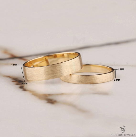 14Kソリッドイエローゴールドドーム型結婚指輪 | 3mm～5mmゴールド 