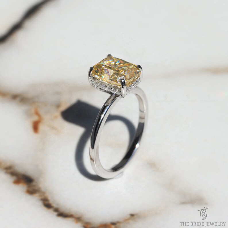 14x10 crushed ice,
8 carat radiant,
Yellow fashion ring,
Yellow jewelry gift