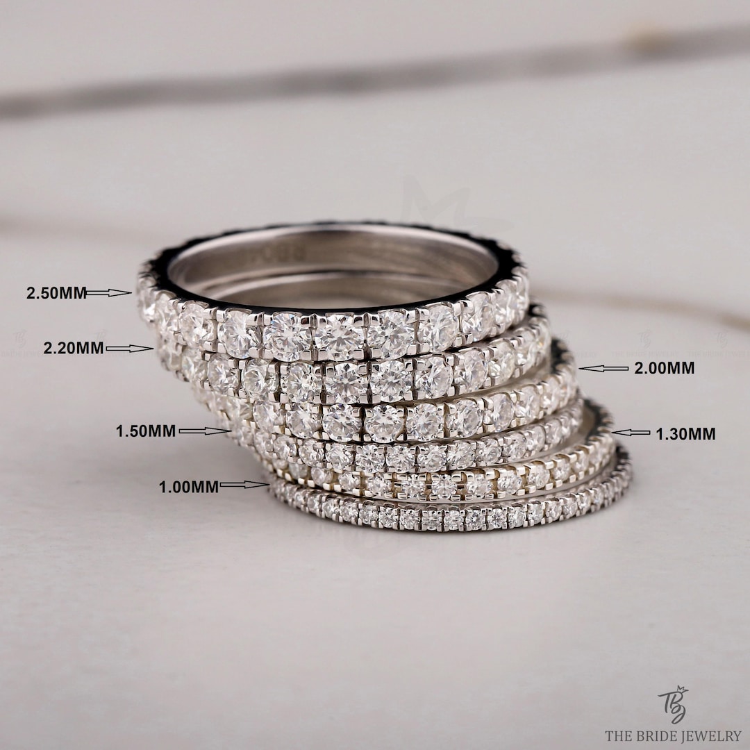 14k Solid Gold Lab | Moissanite Diamond FULL Eternity Band Wedding Band ...