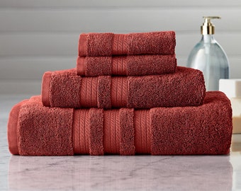 Luxury Embroidered Bath Towel (RUSTIC RED)