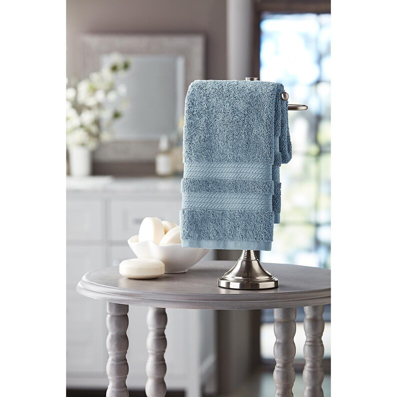 Luxury Embroidered Bath Towel DENIM BLUE Etsy UK