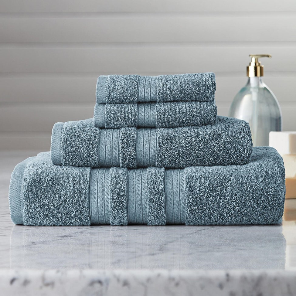 Luxury Embroidered Bath Towel DENIM BLUE - Etsy UK