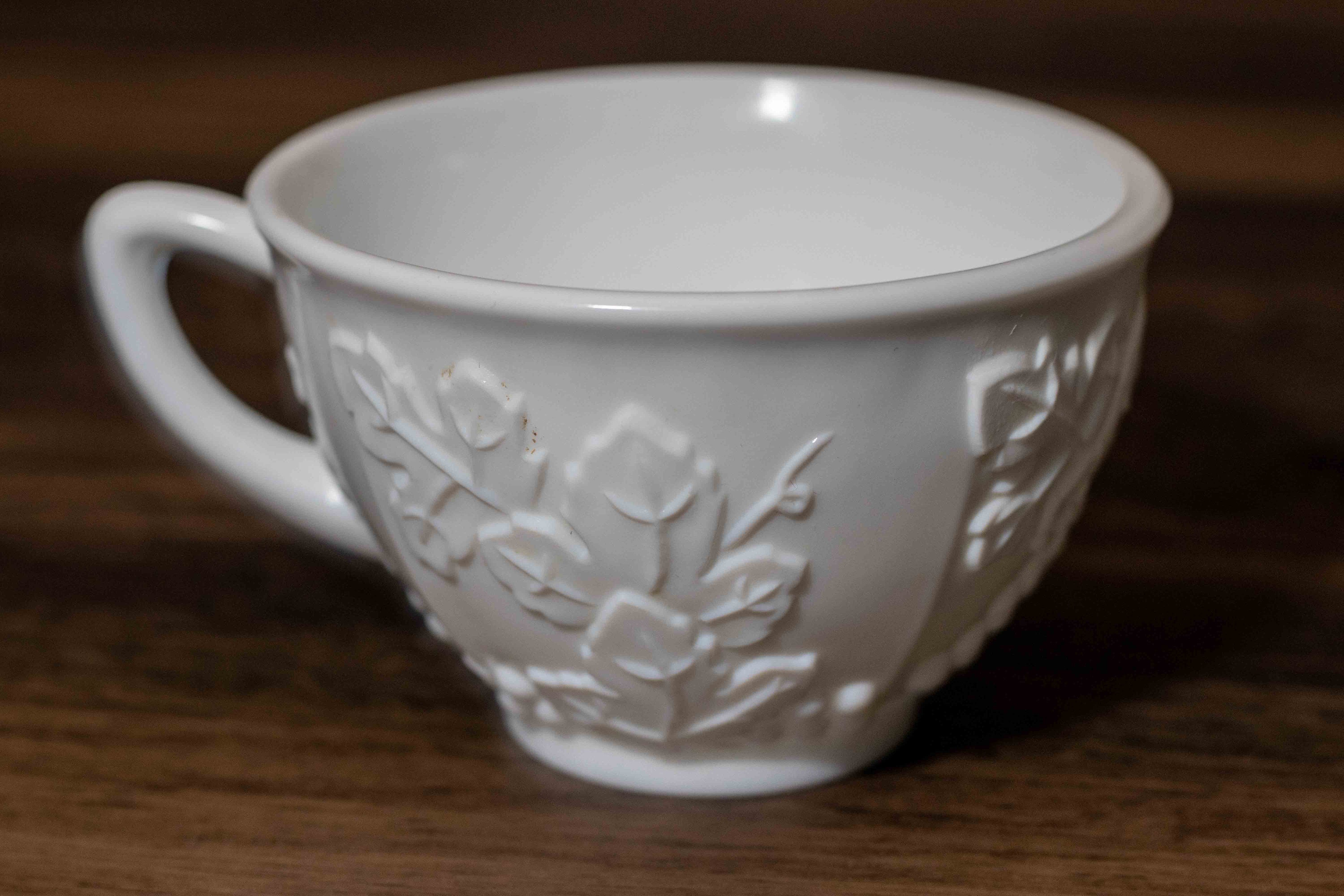 Vintage Midcentury Milk Glass Tea Cup Etsy