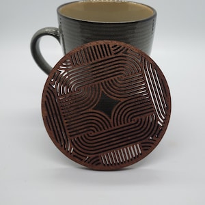 Geometric Waves Laser Cut Wooden Coaster