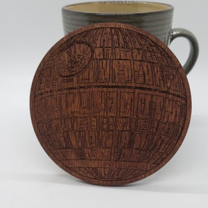 Death Star Laser Engraved Wooden Coaster