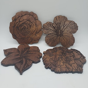 Flowers Part 2 Laser Cut Wooden Coaster