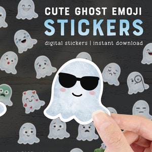 Lindas pegatinas imprimibles de Emoji de humor fantasma para Cricut o Silhouette / SVG y PNG