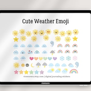 Digital Stickers - Cute Weather Stickers with Emotions - Goodnotes | PNG