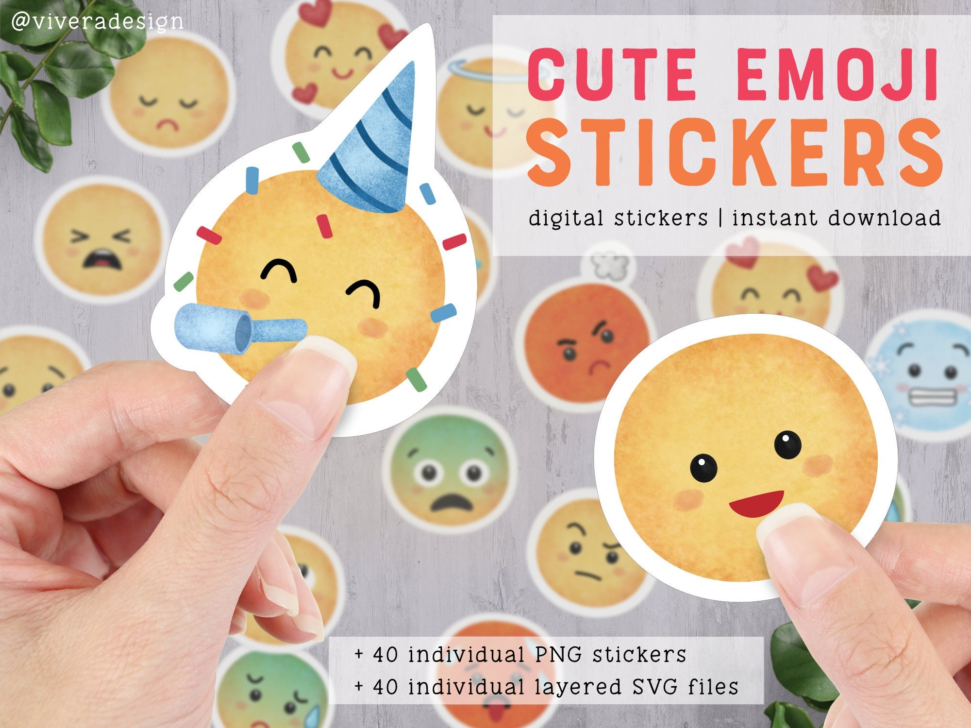 Cute Watercolor Emoji | Printable Stickers for Cricut or Silhouette ...