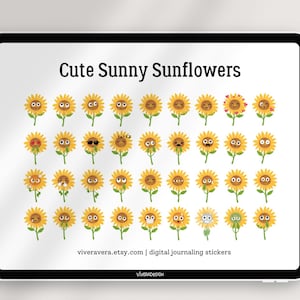 Digital Stickers - Sunny Sunflowers Mood Stickers - GoodNotes | PDF | PNG